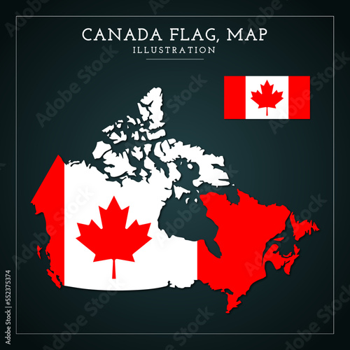 Canada Flag, Map Vector Illustration