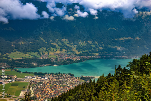 View of the Interlaken city and lake Brienz, Swiss