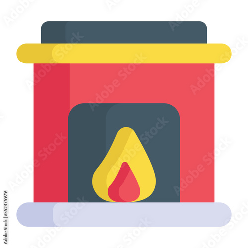 A fireplace vector icon design in trendy style