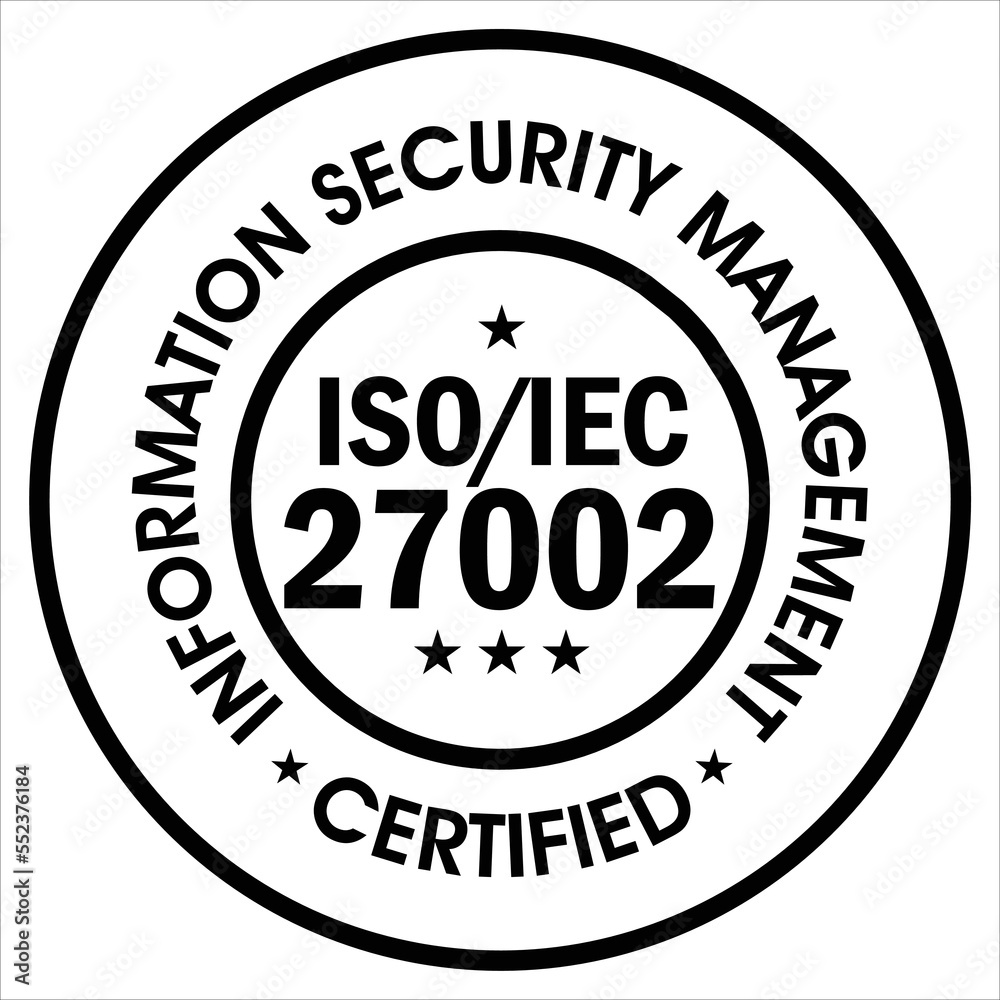 information security management system certified, iso27002 certified vector icon 