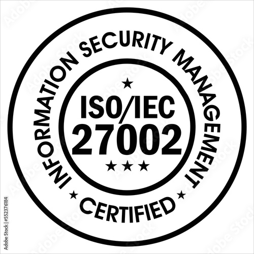 information security management system certified, iso27002 certified vector icon 