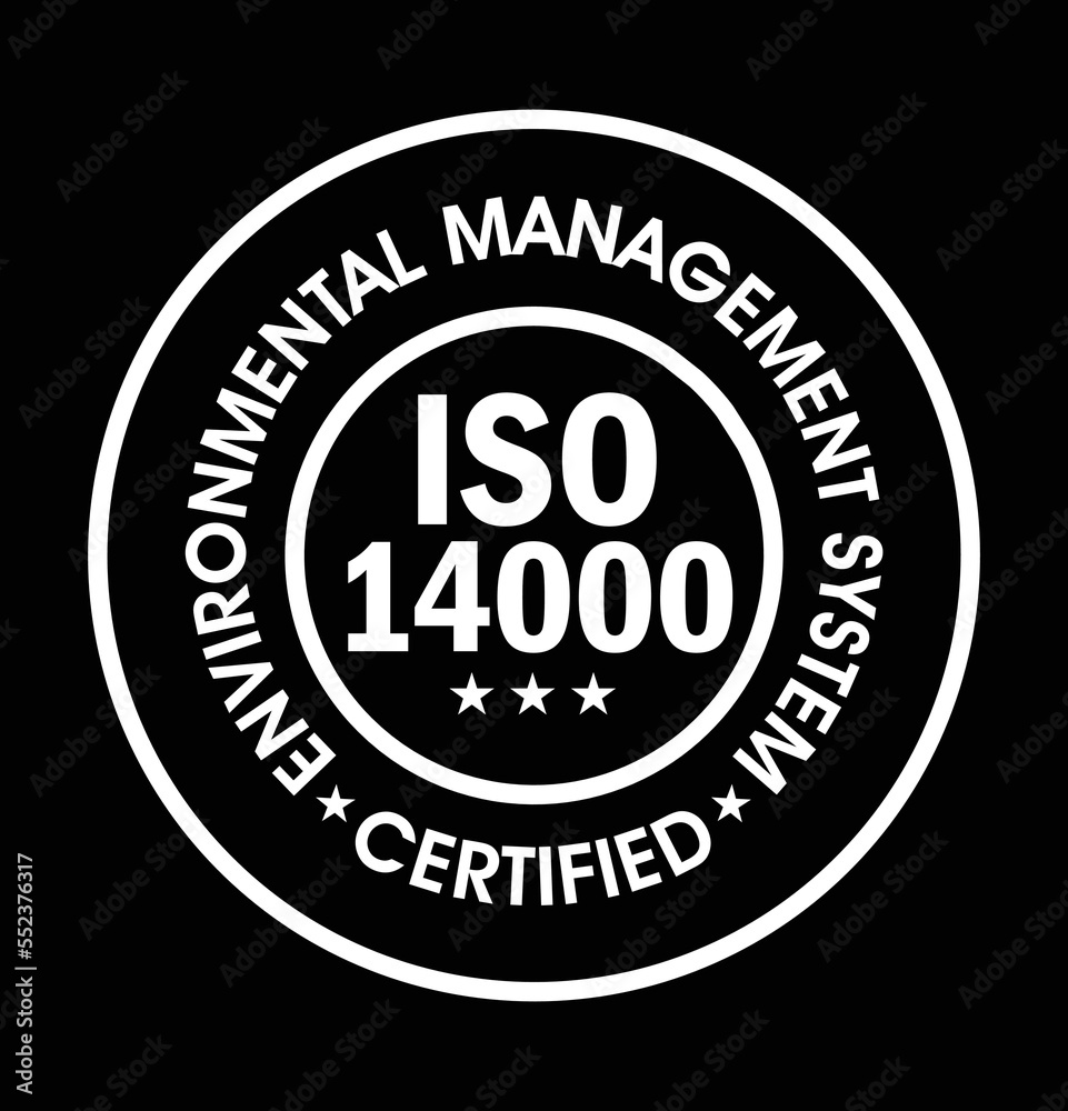 'environmental management system abstract. iso 14000 certified vector icon, white in color