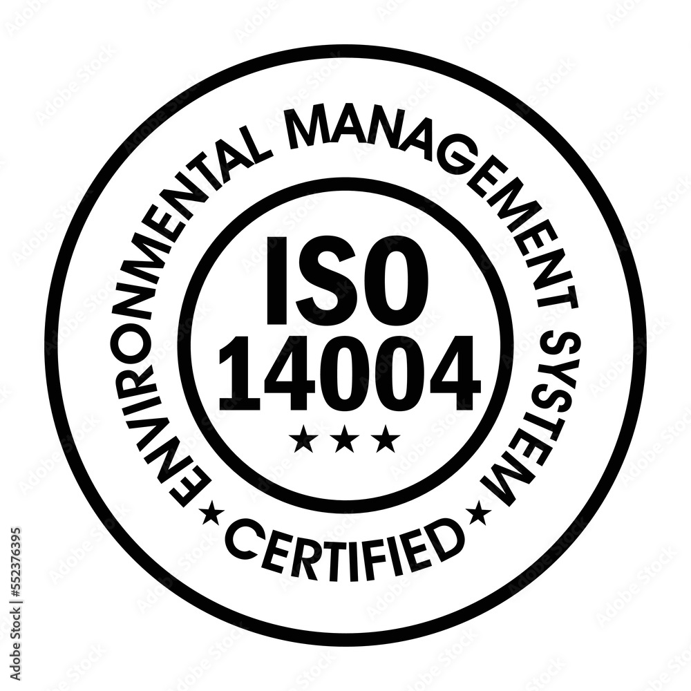 environmental management system certified vector icon, ISO 14004