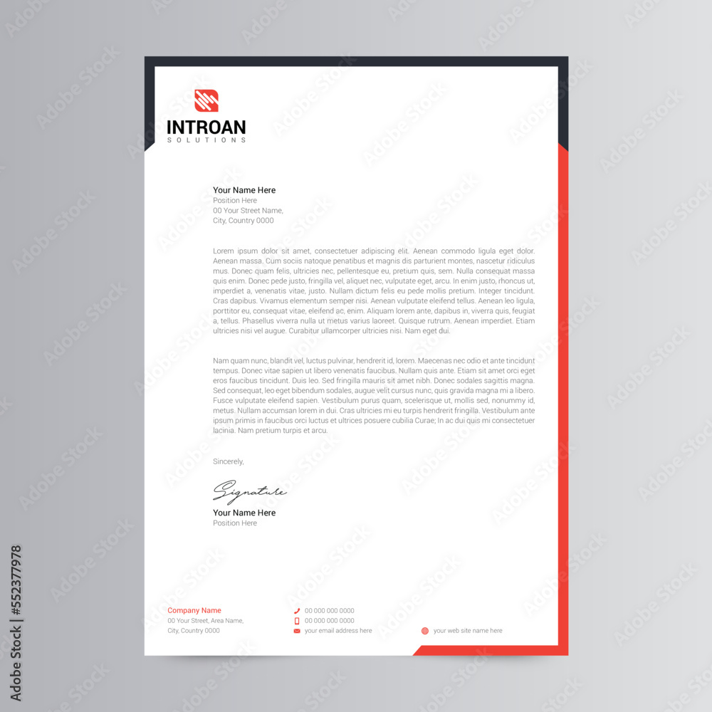 Modern Letterhead Template, Business Letterhead Design