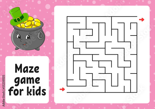 Maze game for kids. Funny labyrinth. Activity worksheet. Puzzle for children. cartoon style. Logical conundrum. Vector illustration.