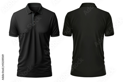 Black polo shirts front and back