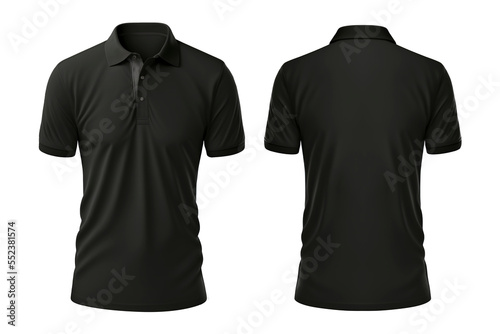 Black polo shirts front and back