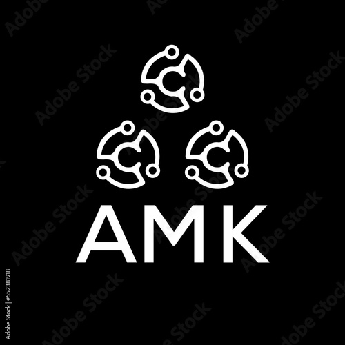 AMK letter logo. AMK best black background vector image. AMK Monogram logo design for entrepreneur and business.
 photo