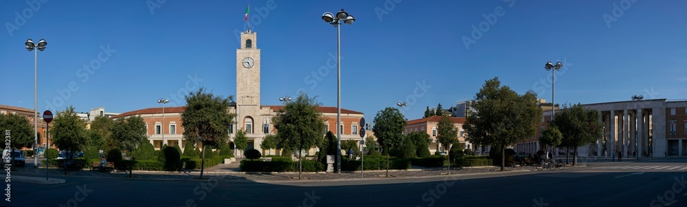 Panoramic view of Piazza del Popolo (people's square) in Latina, Italy
