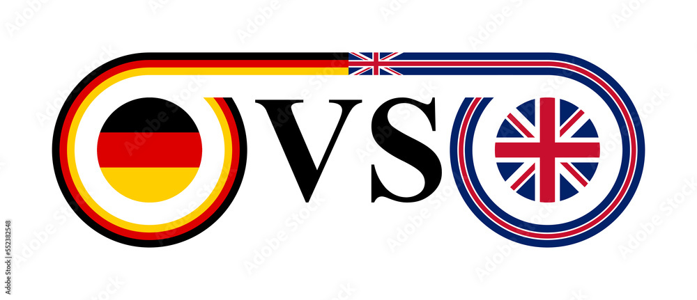 the concept of germany vs united kingdom. vector illustration isolated on white background the concept of germany vs united kingdom. vector illustration isolated on white background