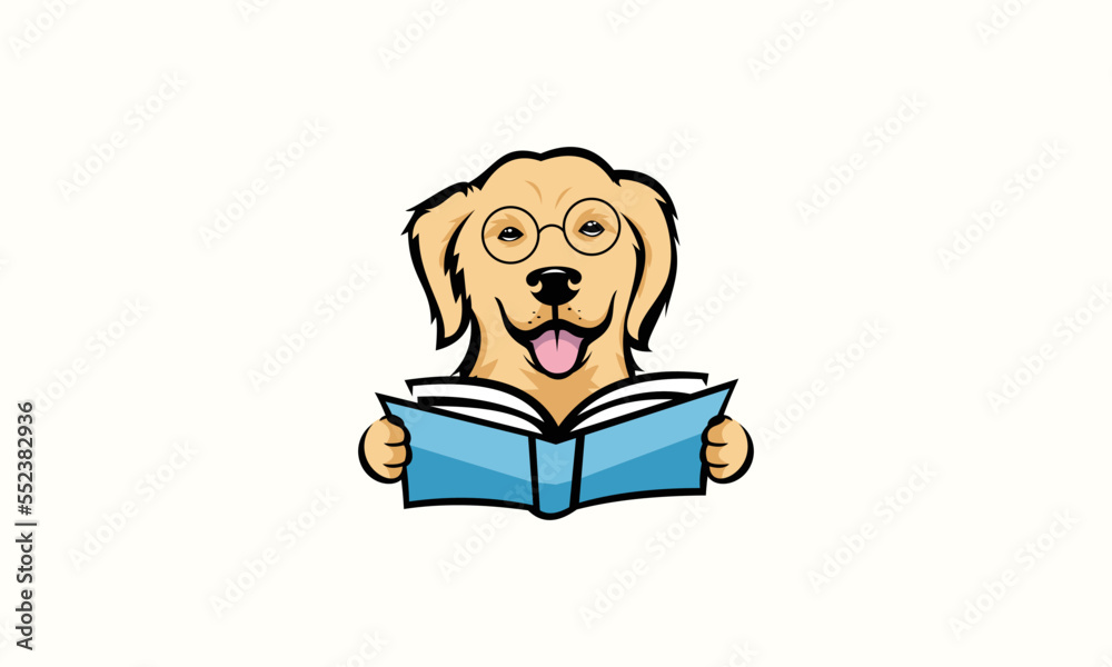 silhouette dog and book logo