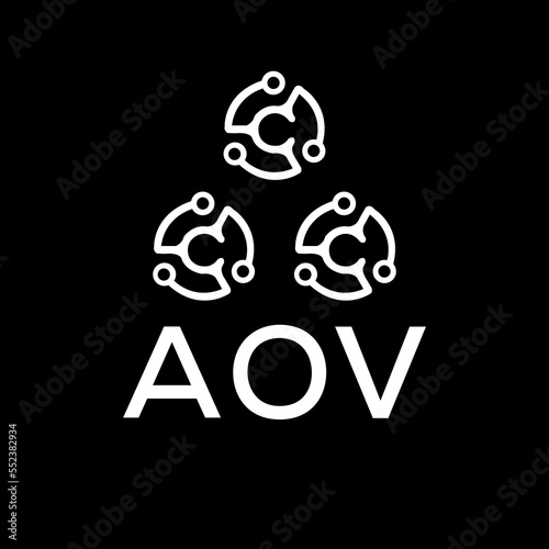 AOV letter logo. AOV best black background vector image. AOV Monogram logo design for entrepreneur and business.
 photo