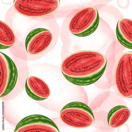 seamless pattern with watermelon painting