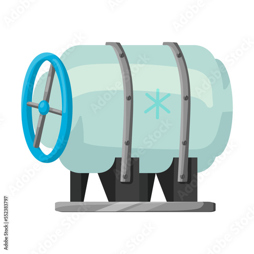 Futuristic cryogenic equipment vector illustration. Cryo tank for frozen humans or spacemen, medical equipment with cryogenic on white background