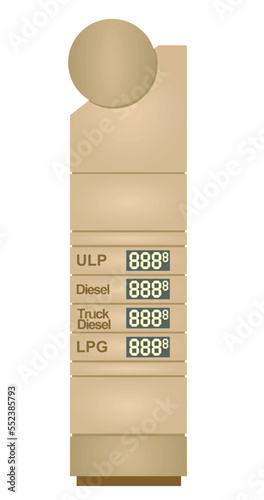 Petrol station pylon price board. vector