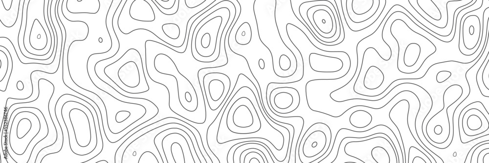 White wave paper curved reliefs abstract background, Abstract topographic contours map on concept of a conditional geography scheme and the terrain path. Dark on black, illustration.