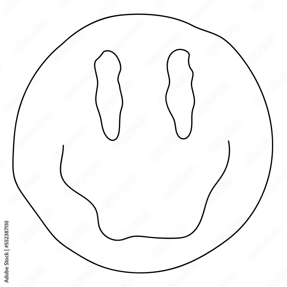 Psychedelic blurred smiley face with bold fineline contours Psychedelic blurred smiley face with bold fineline contours