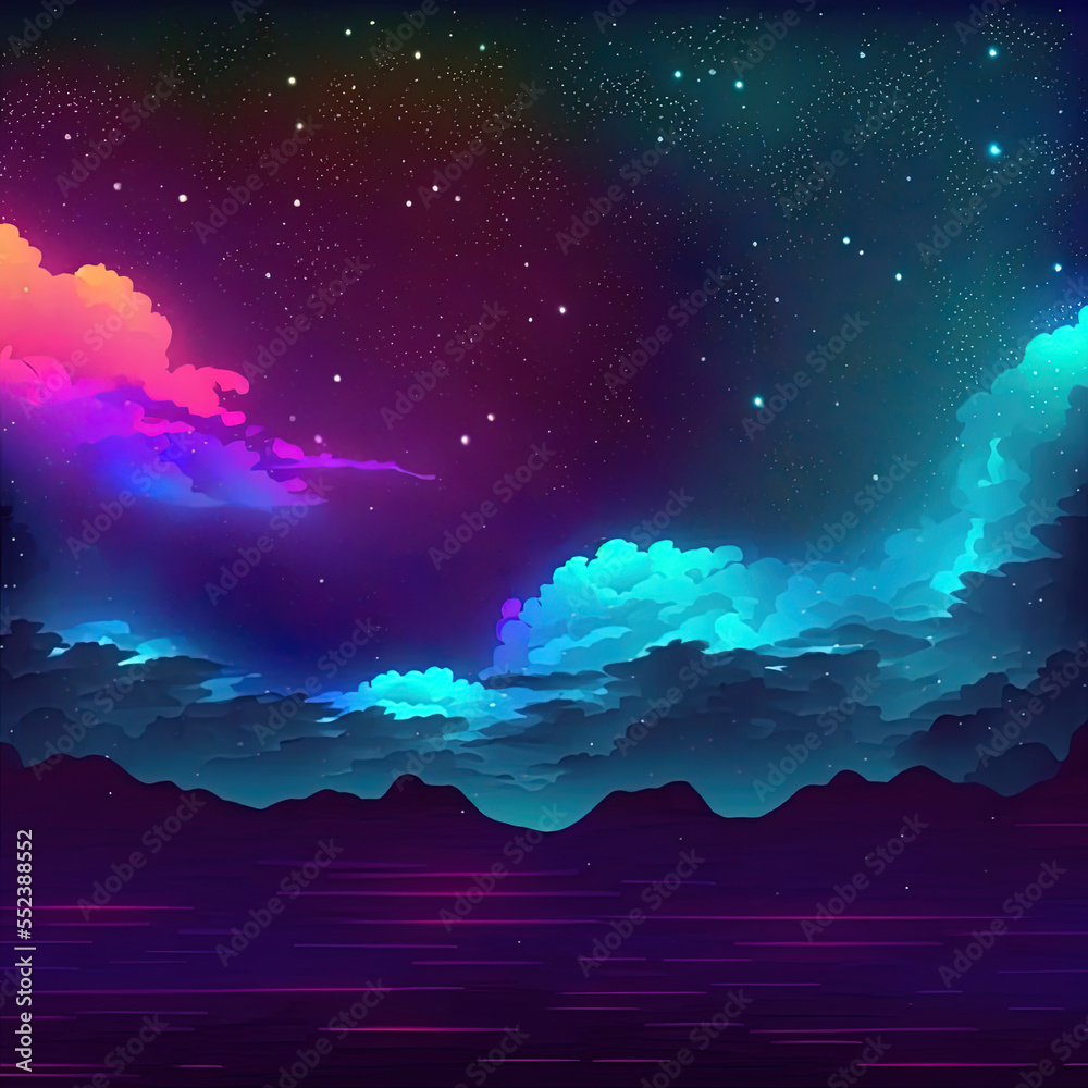 Obraz premium colored night sky scene with many stars created by generative ai