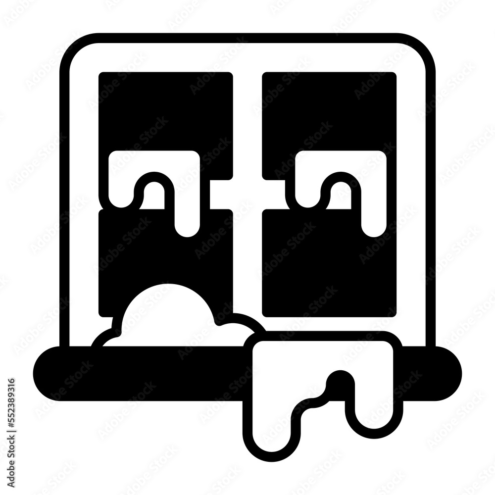 Snowfall on window vector icon in trendy style Snowfall on window vector icon in trendy style