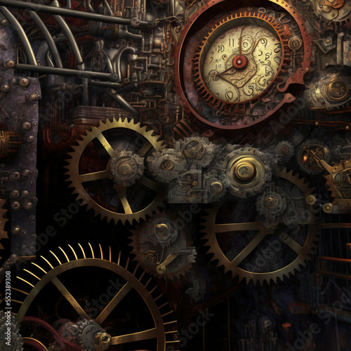old metal machinery background created by generative ai © lndstock