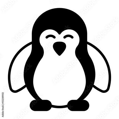 A cute and beautiful aquatic bird, vector icon of penguin