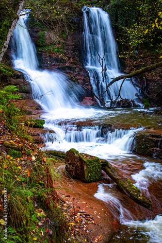 waterfall in the forest in Talgarth Wales
