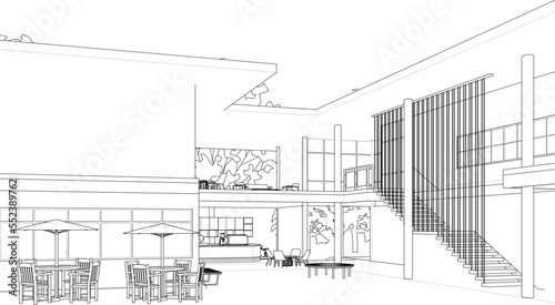 3D illustration of coffee shop