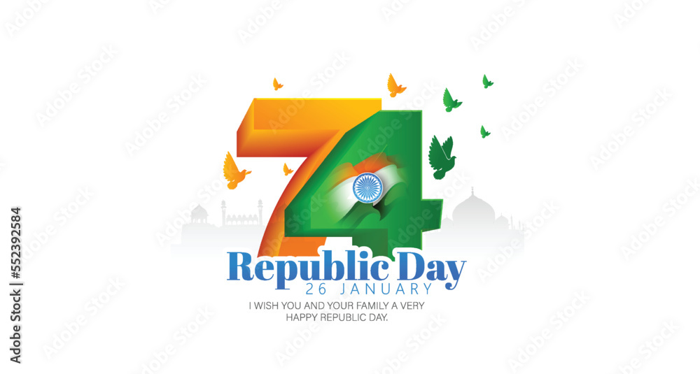 Happy Republic Day celebrations with 26th January, Ashoka Wheel, try color, indian flag, india