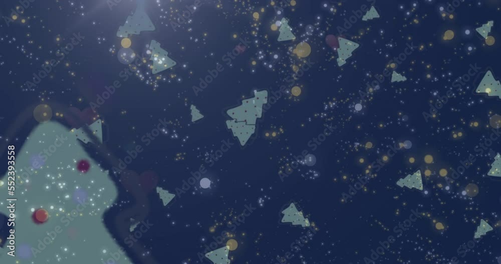 Animation of snow falling over christmas trees Animation of snow falling over christmas trees