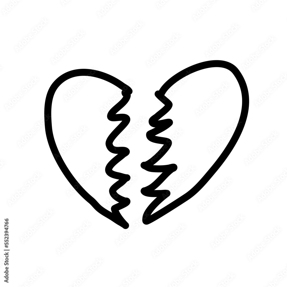 Heart break romance doodle icon Heart break romance doodle icon
