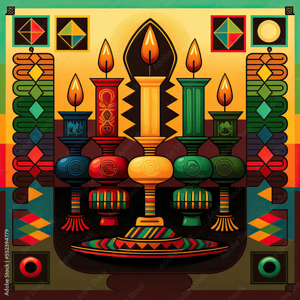 Colorful Kwanzaa Illustration, Kwanzaa card, Cuanza Illustration card ...