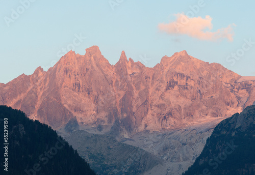 Sciora peaks in the Bregaglia range - Switzerland in evening light.