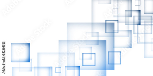 Blue white banner background with square element design © gojalia