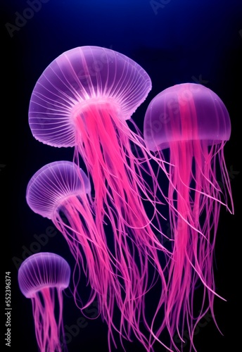 AI-generated Image Of A Glowing Jellyfish Chrysaora Pacifica Underwater