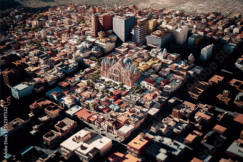Scene above the cityscape of Errenteria as seen from above. Generative AI photo