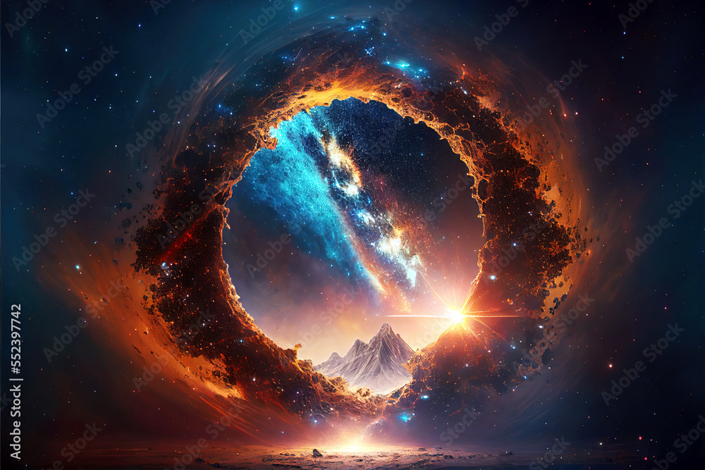 Fototapeta premium A portal into another galaxy, space sci-fi