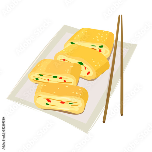 Vector illustration of japanese tamagoyaki. Illustration of food of asian cuisine