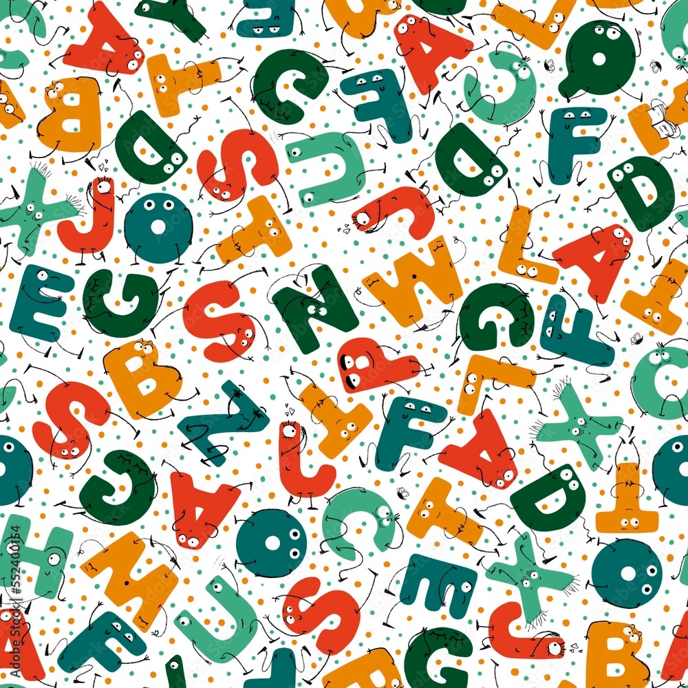 Seamless pattern with funny letters. Seamless pattern with funny letters.