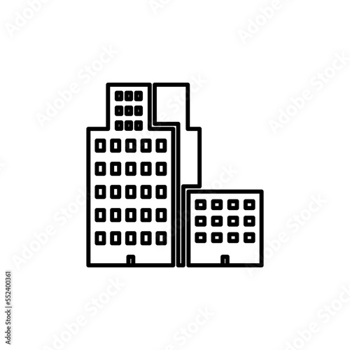 Office building sign icon in flat style. Apartment vector illustration on white isolated background. Architecture business concept.