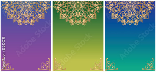 Vector luxury ornamental mandala background template in golden color.