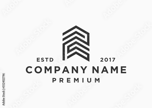 letter ps with building logo design vector illustration template