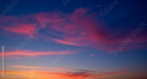 Fiery orange sunset sky. Beautiful sky.