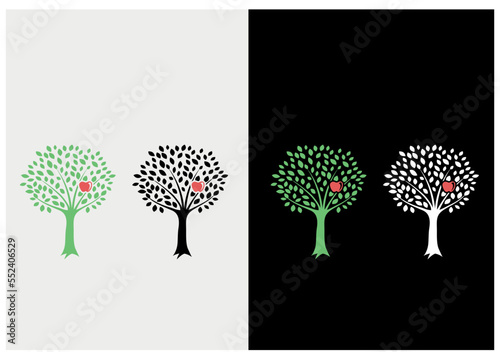 Apple tree from the garden of Eden, vector illustration, simple flat design