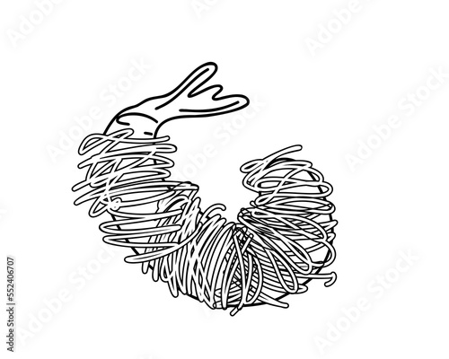 Doodle Deep Fried Prawns Wrapped In Vermicelli.
Thai snack. Vector illustration