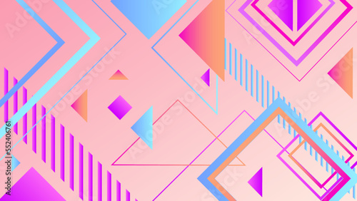 Abstract neon gradient memphis geometric background with retro cyber punk 70s 80s 90s old cyberpunk style