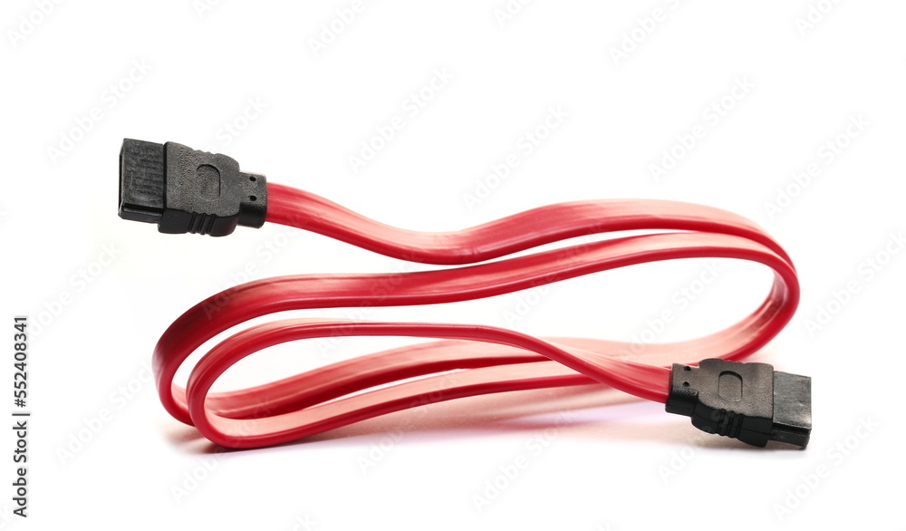 Red hard drive cabal, storage wire isolated on white Red hard drive cabal, storage wire isolated on white