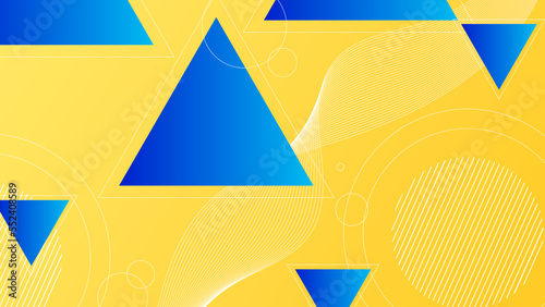 Abstract colorful yellow background with blue triangle