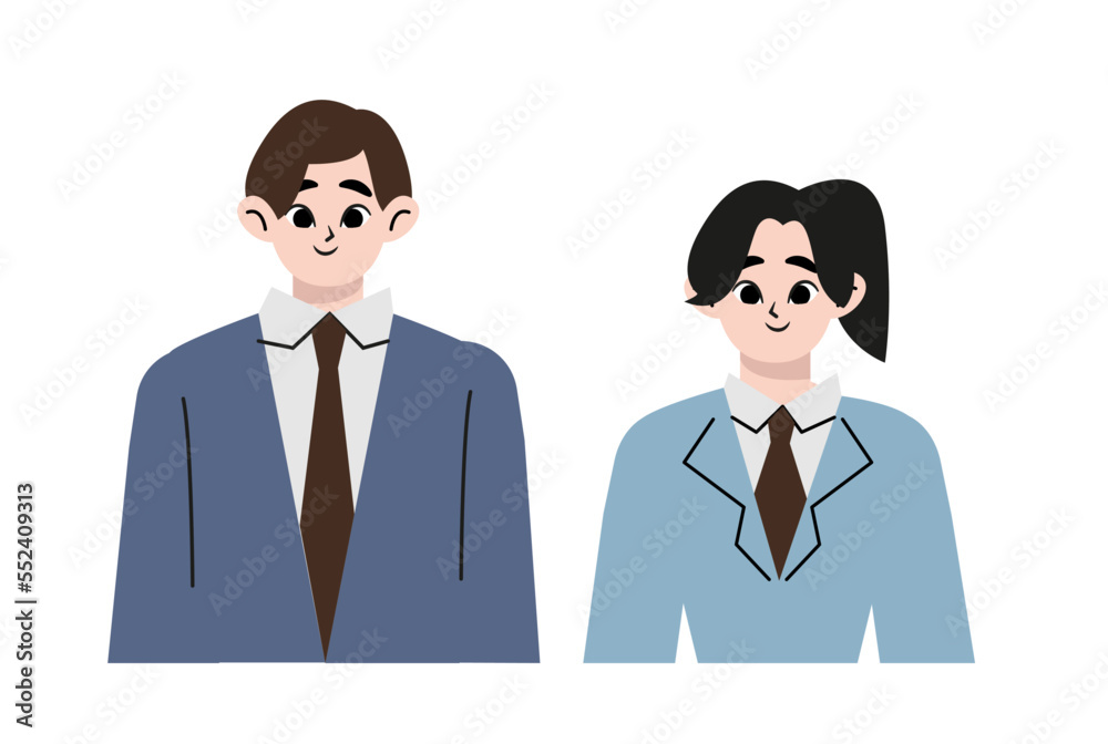 Korean student character vector illustration. Male and female students are wearing school uniforms. Korean student character vector illustration. Male and female students are wearing school uniforms.