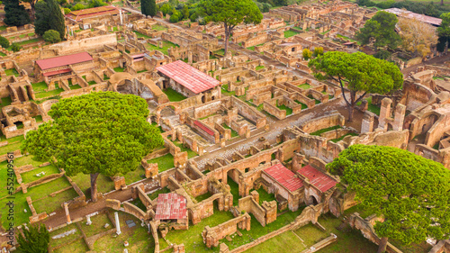 Bild auf Leinwand Aerial view on the house of the envious in Ostia Antica