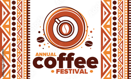 Coffee Festival. For coffee lovers. Event for professionals in the coffee industry. Cafes, restaurants and coffee roasters. Trainings for baristas from staff schools. Creative Illustration. Vector